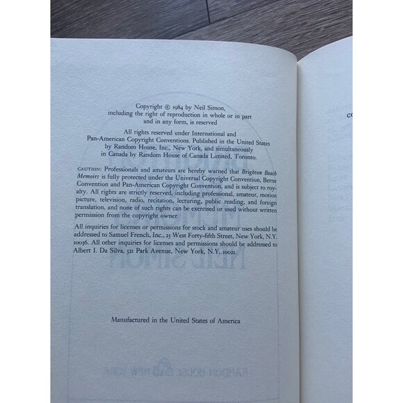 Brighton Beach Memoirs - Hardcover By Simon, Neil - VERY GOOD - Picture 6 of 6